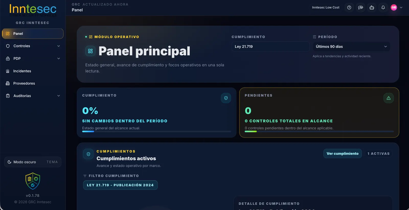 Panel Inntesec Low Cost Ley 21.719